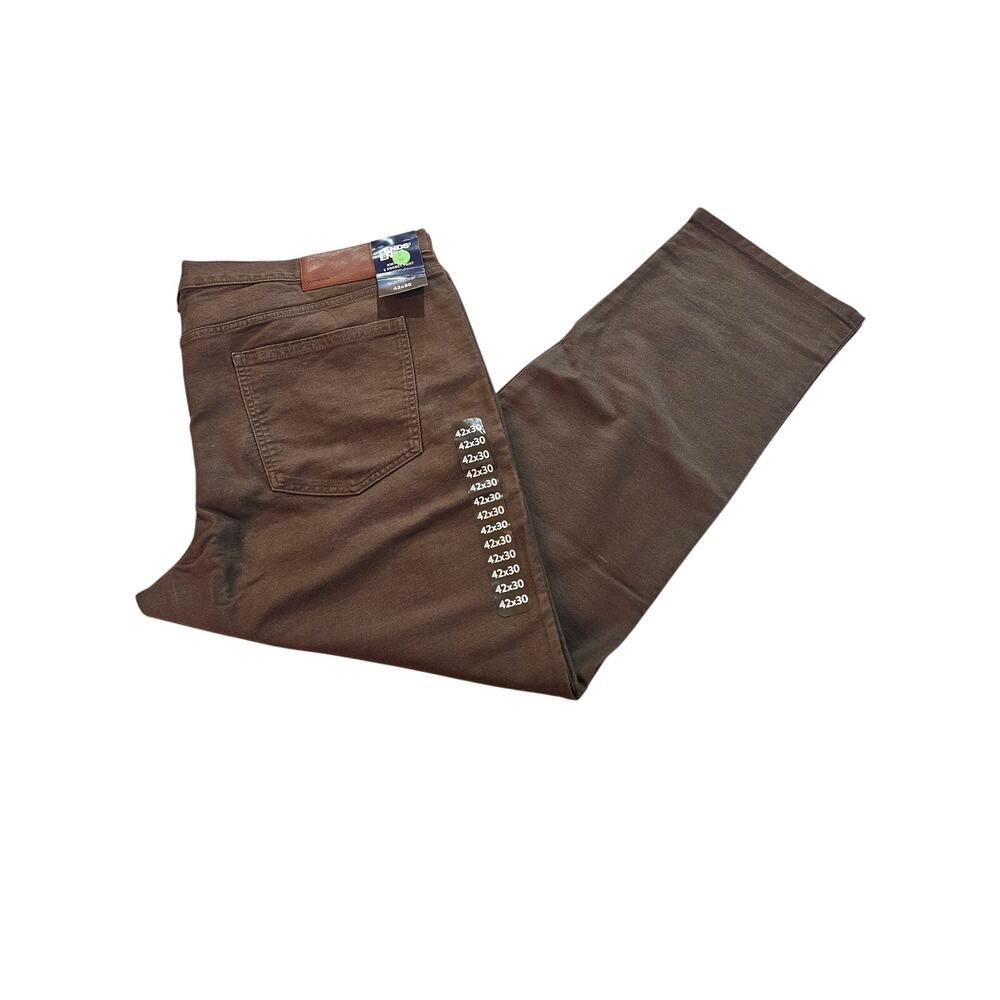Lands End Stretch Knit 5 Pocket Denim Pants Brown Size 42x30